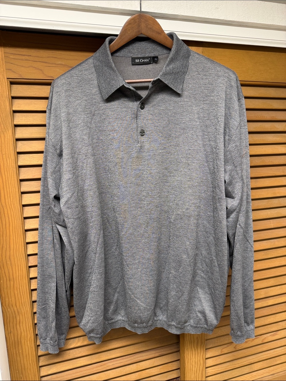 St. Croix Men's Gray LS Polo Shirt - Picture 6 of 6